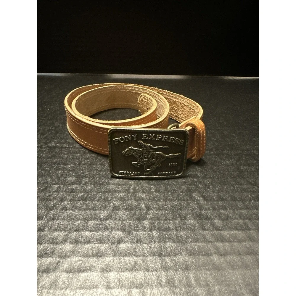 1970s Vintage Pony Express Belt Buckle EXCELLENT CONDITION Youth Leather Belt‎